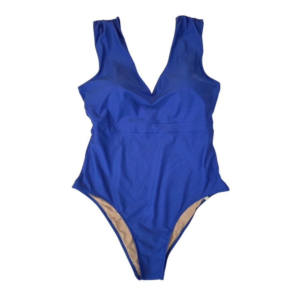 Summersalt Sz 16 The Ruched Backflip One Piece‎ Swimsuit Cobalt Blue V Neck